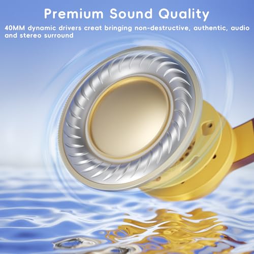 Image of Candy Bila Kids Headphones, Wired Headphones for Kids Over Ear with Microphone, 85 /94dB Volume Headphone for Girls Boys, Foldable Headphone for Learning, Gradient Brown and Yellow