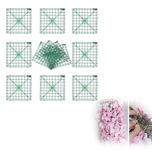 Miupoo Lot de 12 panneaux de treillis de fleurs artificielles - Arches murales - Fleurs vertes - 25 x 25 cm