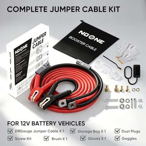 Image of NOONE Booster Jumper Cables Heavy Duty 2 /0 Gauge 30 FT 1500 AMP with Quick Connect Plugs for Truck SUV Car with up to 8-Liter Gasoline