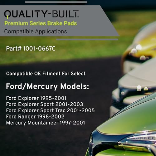 Image of QUALITY-BUILT Rear Ceramic Brake Pads, Premium 1001-0667C, Compatible with 1995-2005 Ford /Mercury (Explorer,Explorer Sport,Explorer Sport Trac,Mountaineer,Ranger)