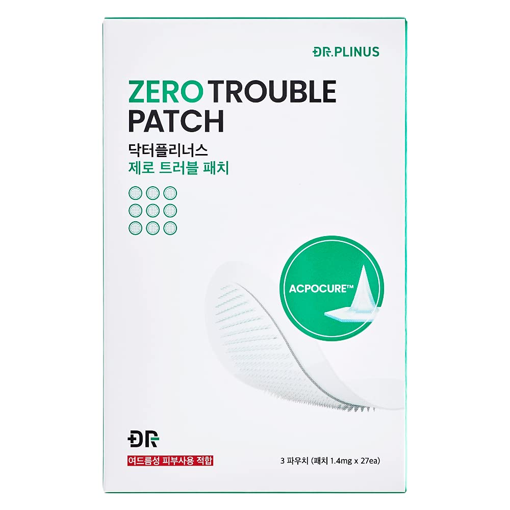 Spots Pimple Blemish Needle Patches - S-Skin Dr.Plinus Hypoallergenic Zero Trouble Patch Fast Healing Treatment Soothing Sebum Control Texture Tone Improvement (27 dots)