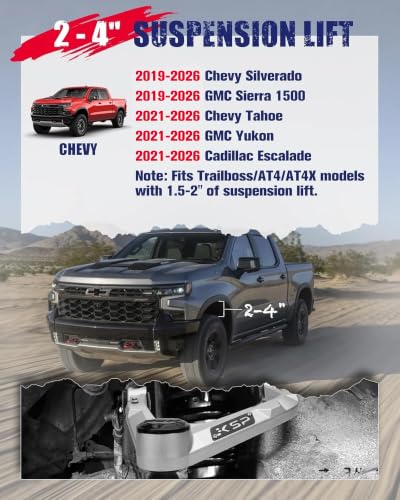 Image of KSP Upper Control Arms for 2-4 inch Lift fit 19-25 Silverado Sierra 1500,Forged Aluminum UCA with OE Style Rubber Bushing fit for Chevy GMC New Model,Aftermarket Control Arm With 3pcs Greasable ball Joint