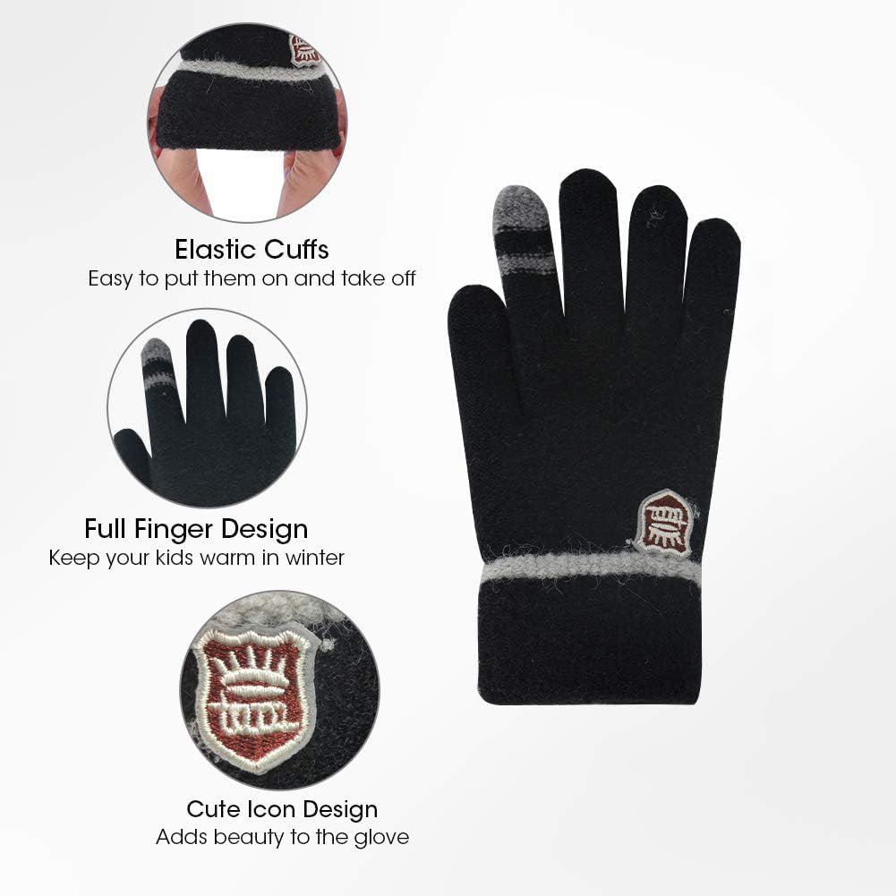 ORVINNER Kids Winter Gloves for Boys Girls, 3 Pairs Children Warm Wool Lined Gloves Toddler Thermal Knitted Mittens - Image 3