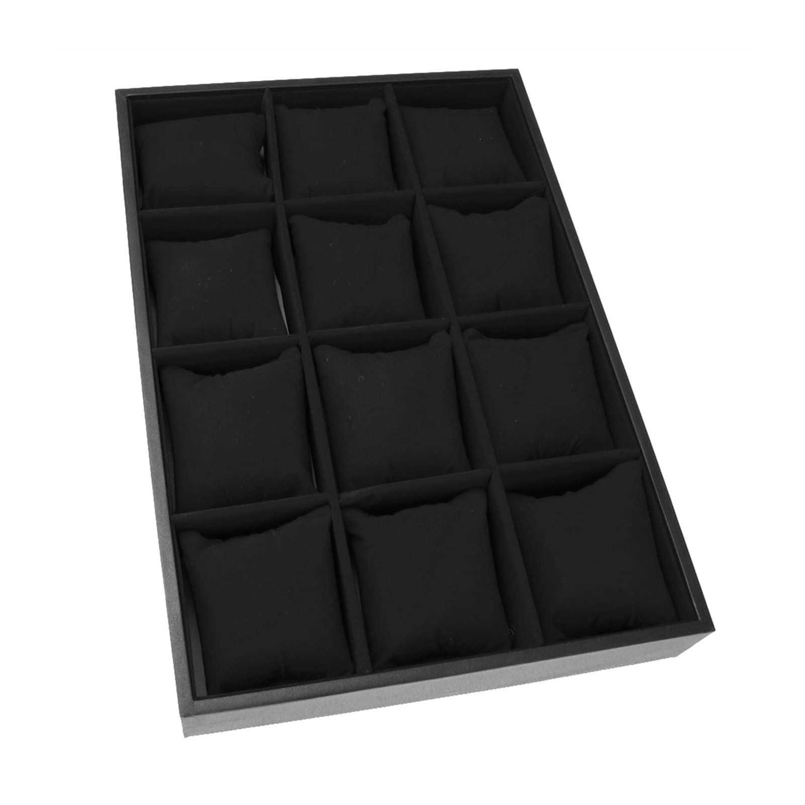 Uhren Aufbewahrungsbox 12 Gitter Samt Watch Schmuck Anzeigen Aufbewahrungsbox Fall Uhrenhalter, schwarz rotgrau Uhrenbox (Color : A)