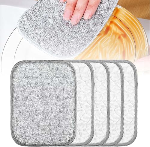 ZVFEIXIVA - Estropajo multiusos de alambre de acero, limpieza avanzada en húmedo/seco, repelente de aceite antiadherente, duradero y de moda, ideal para platos de cocina, estufas, encimeras (5)