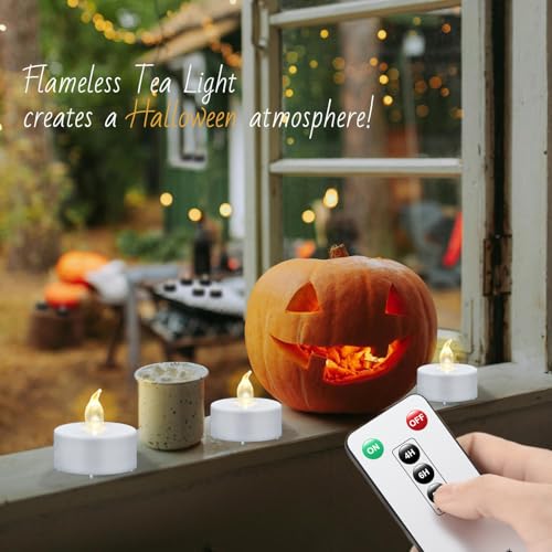 Image of Tea Light Candles with Remote Control,24pack Flickering Flameless LED Candle,Long Lasting 400+Hours,Battery Operated with Timer for Home Decoration Seasonal &Festival Celebration WarmYellow