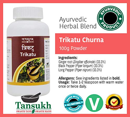 Image of Tansukh Trikatu Churna powder /Thirikadugam choornam, Combination of three peppers - Pack of 1 (100 Gms)