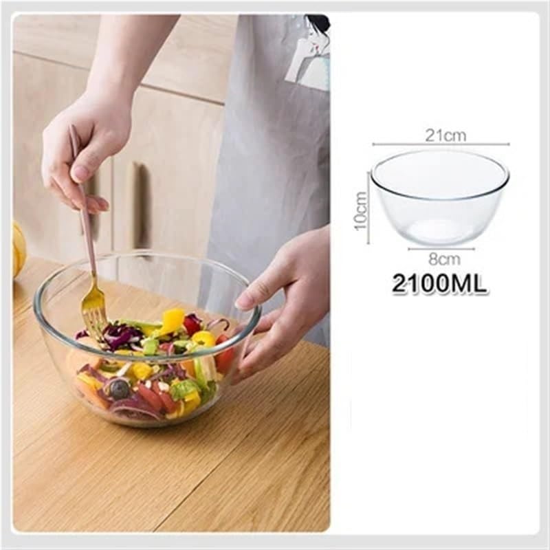 Rührschüssel-Set aus Glas, Salat-Servierschüssel, ofenfest, transparent, Trifle-Punschschale for Backen, Mischen, Servieren von Desserts, langlebig, kratzfest, unverzichtbar for die Küche(2100ML)