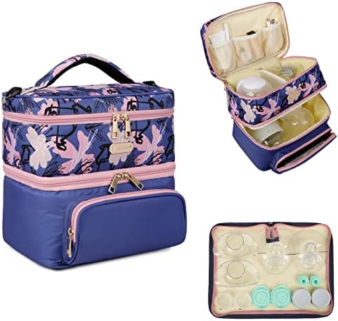 V-COOOL Wearable Breast Pump Bag Compatible with Willow Elvie Hands-Free Pumps, Carrying Case for Work Mom, Breastfeeling Pump Bag Adjustable Velcro and Pump Parts Wet Bag(Only Purpel Bag)