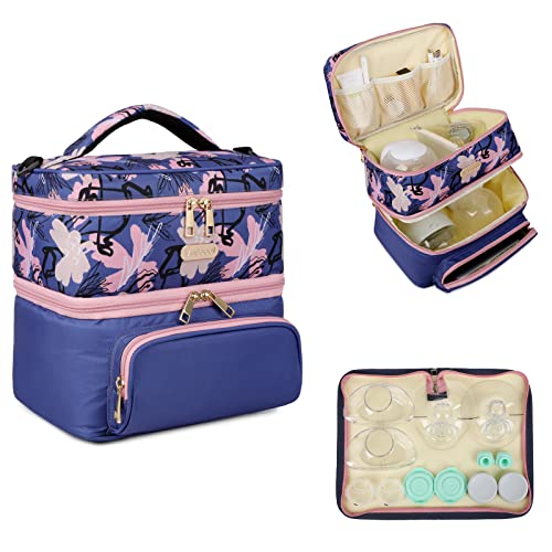 V-COOOL Wearable Breast Pump Bag Compatible with Willow Elvie Hands-Free Pumps, Carrying Case for Work Mom, Breastfeeling Pump Bag Adjustable Velcro and Pump Parts Wet Bag(Only Purpel Bag)