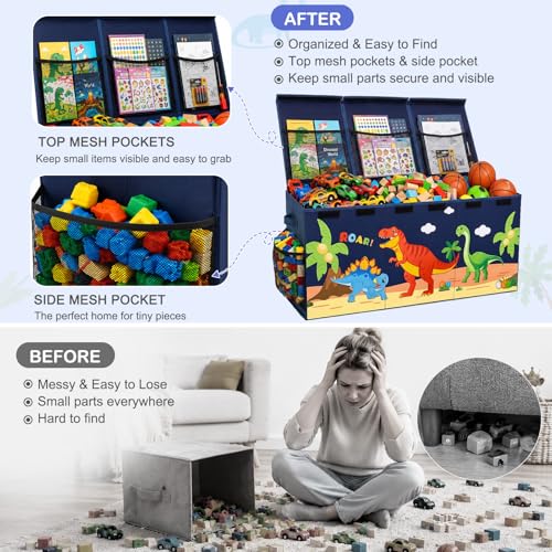 Image of Toy Box with Adjustable Divider Large Toy Chest Storage for Nursery Kidroom