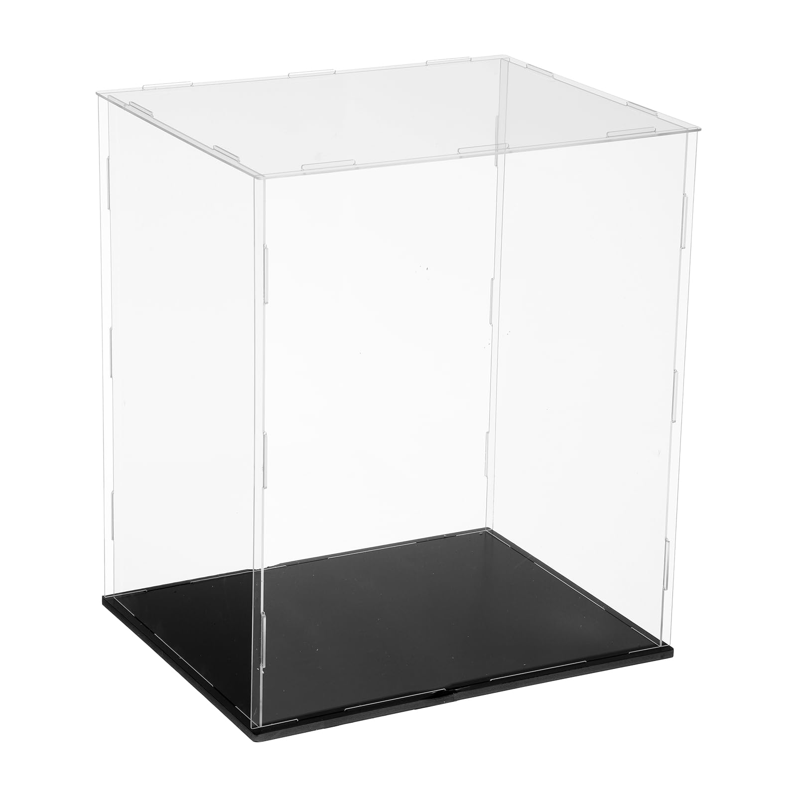 uxcell Acrylic Clear Display Case for Collectibles Self-Assemble Display Clear Boxes with Black Base Dustproof Countertop Storage Box for Collectibles