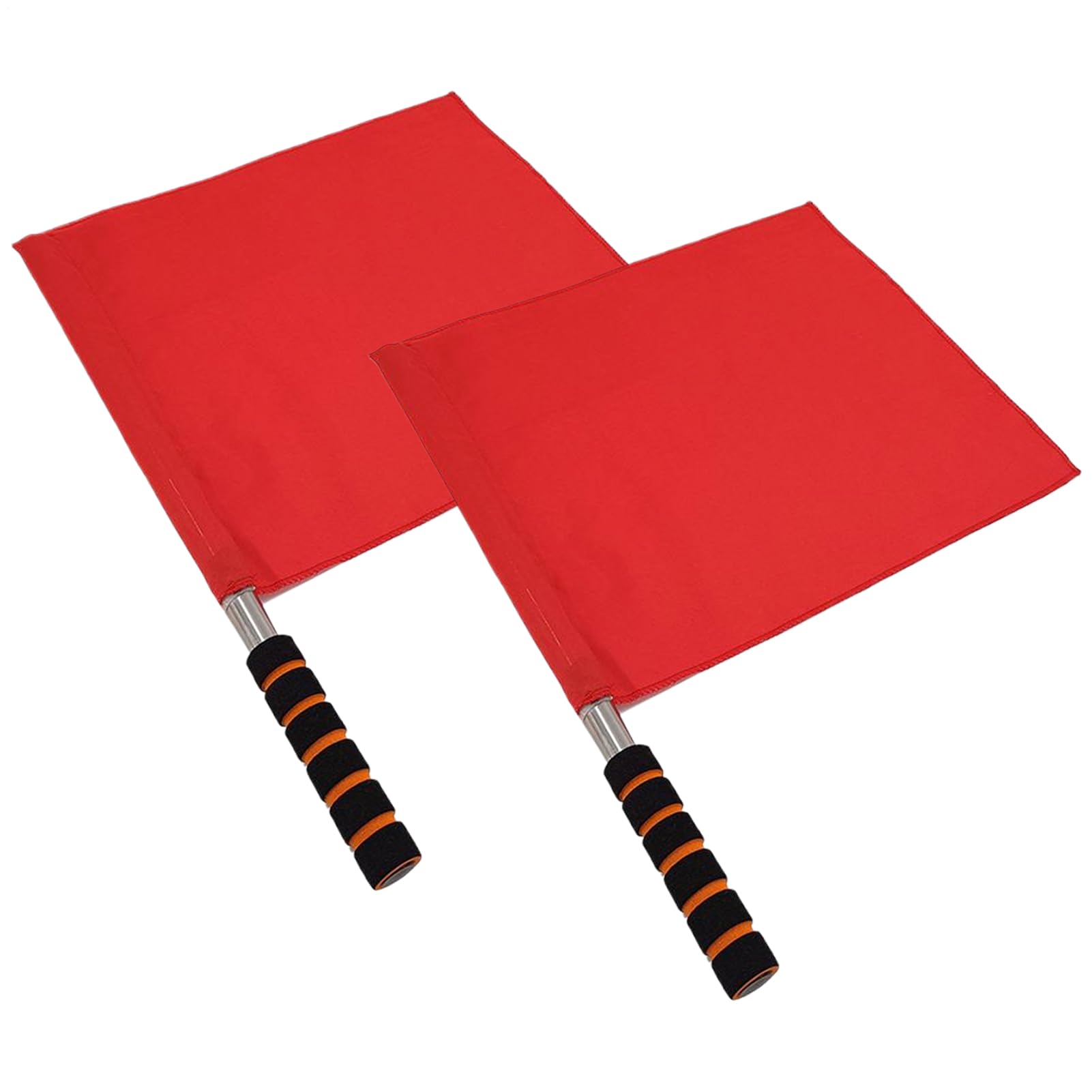 Lot De 2 Drapeaux D'arbitre – Drapeaux De Signalisation Officiels Rouges Pour Le Football, Les Terrains De Sport Et L'entraînement | Léger, Durable, Fabriqué En Métal, Éponge Et Tissu | Visible, Confo