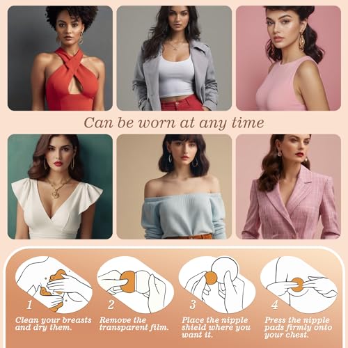 Kimsky Nippelpads, 8 Stück Damen Silikon Nipple Cover mit Brustwarzenschutz, Hochwertige Damen Nipple Cover, Wiederverwendbares, Waschbares, Selbstklebendes Brustwarzenschutz, Rund [8 cm Ø]