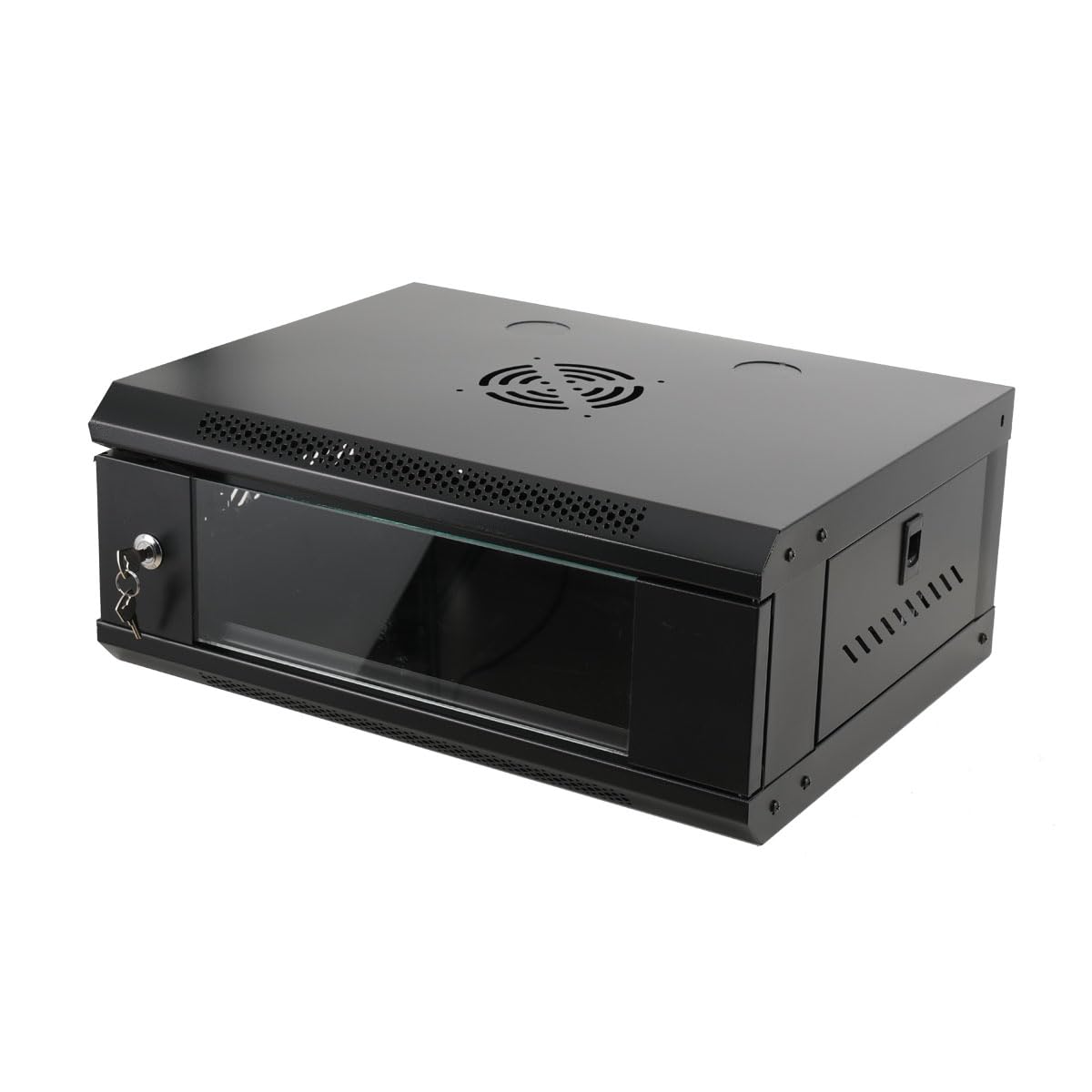 4U Armadio di Rete con Porta in Vetro, Armadio Server in Acciaio e Vetro, Serratura Sicura, Supporto 60kg, Per Sala Controllo, Data Center, TV e Ufficio