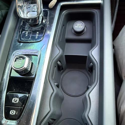 Image of Silicone Material Cup Holder Coaster for Volvo 2026 XC60 Center Console Gear Shift Protector, Automotive Accessories (2026 XC60 Cup Coaster, Black)