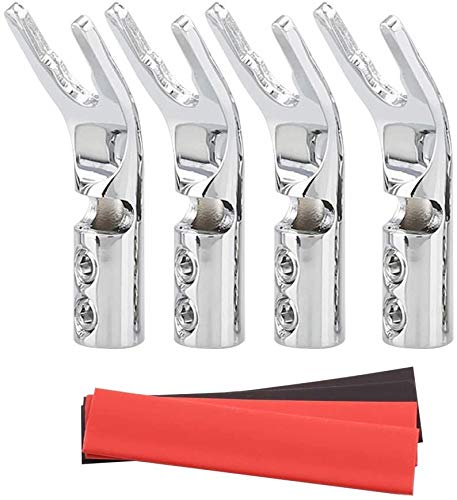 Preisvergleich Produktbild 4 Stück Bananenstecker Lautsprecher Spatenverbinder,Rhodium Plated Bananenstecker Bananen-U Gabel,Lautsprecher, Drahtverbinder,Lautsprecher, Drahtverbinder,Spaten für Lautsprecher-Reparatur-Set