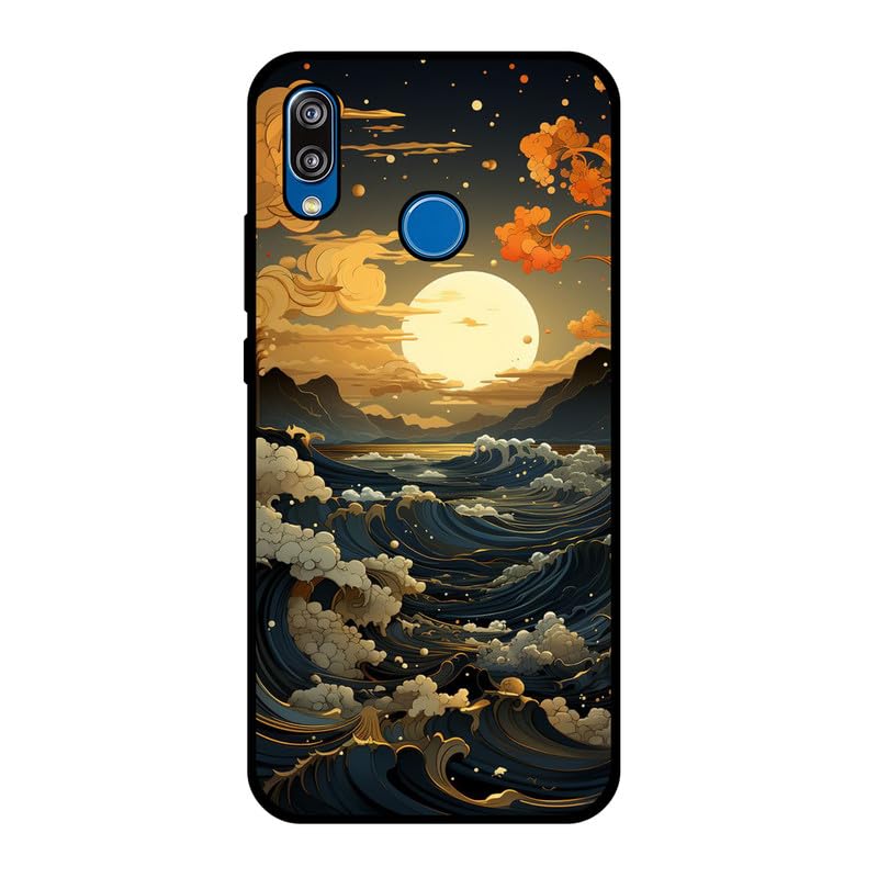 KARTXITAI Coque Compatible avec Huawei P20 Lite,Housse Étui de Protection en Silicone en Gel TPU Souple Case Cover Ultra Douce Empêche Rayures Shock-Absorption - Mer,Lune