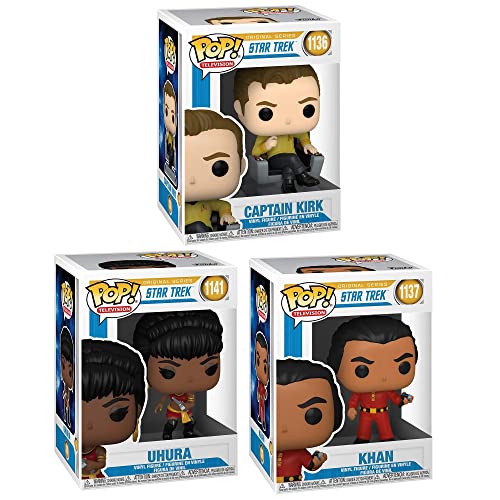 Funko Tv: Pop! Star Trek Collectors Set 1- Captain Kirk In Chair, Khan, Uhura, Multicolor, 3.75 Inches #TOP1