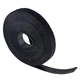 Cinta de velcro para cables, 12,5 mm x 5 m, se puede cortar, color negro