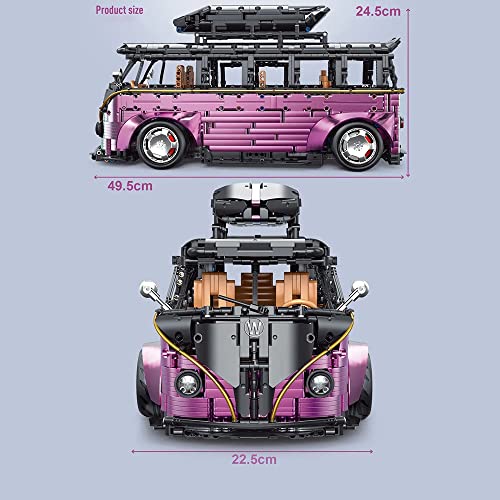 MISINI TGL T5022B Technik Reisebus Bausteinauto, 1:8, Klemmbausteine MOC Cars Kit - Lila, 3299 Teile zusammengebautes… – Bild 5