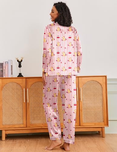 Image of Ekouaer Pajamas for Women Silk Satin Button Down Long Sleeve Pajama Sets