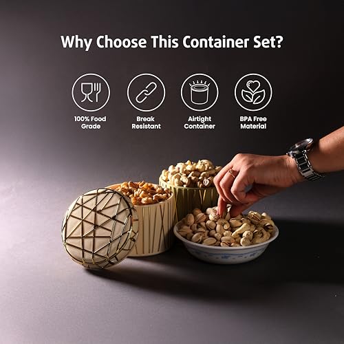 Image of SELVEL Airtight Storage Containers | BPA-Free, Food-Grade, Unbreakable Polypropylene | Multipurpose for Kitchen & Pantry | Space-Saving & Durable - Set of 3 (450ML Each) (multicolour)
