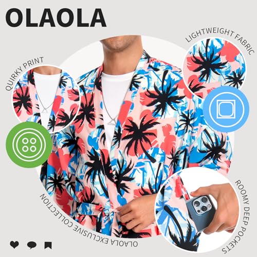 Image of OLAOLA Men Lightweight Kimono Robe with Belt Japanese Style Robe Jacket Casual Open Front Long Cardigan Cape Coat Outwear