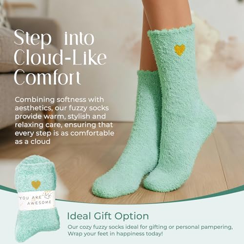 Image of American Trends Coral Fleece Cloud Fuzzy Socks Ultra-Soft Warm Sleep Socks Cozy Unisex Self-Care Gifts Boo Basket Stuffers