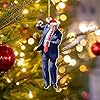 Donald Trump Christmas Ornament 2025 Set of 3 - Trump Ornaments for Christmas Tree, Trump Dancing Ornament, Trump Xmas Gifts for Supporter Trump Pendant Christma Decorations (Blue) #5