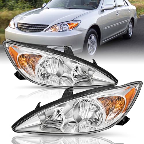 TUSDAR Headlight Assembly Set Fit for 2002-2004 Toyota Camry LE XLE Headlamp Replacement Driver and Passenger Side