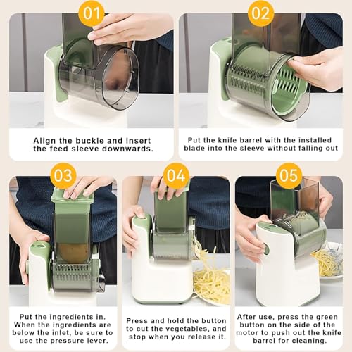 Râpe à fromage rotative électrique cuisine avec 5 lames