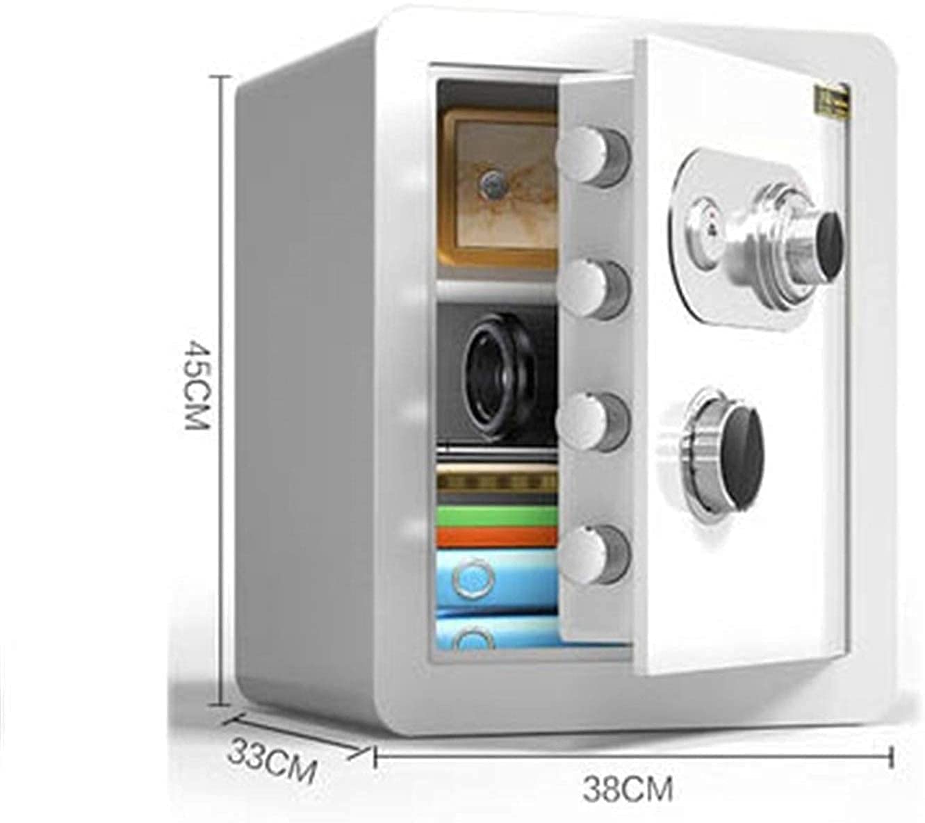 RLKHXBS Fireproof Waterproof Box,Safe Security Box, 45Cm Mechanical Password with Keys Household Small Safe Anti-Theft All-Steel Stealth in-Wall for Home