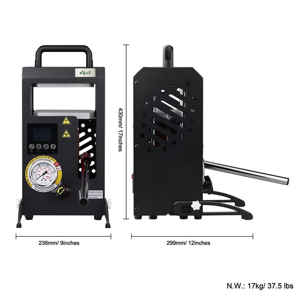 NArra 10 Tonnen Manuelle hydraulische Wärmepresse mit 3,5 x 3,1 Zoll Doppelheizplatten, präziser digitaler Temperaturregelung (LCD), geeignet für tragbare manuelle Wärmepressen zu Hause