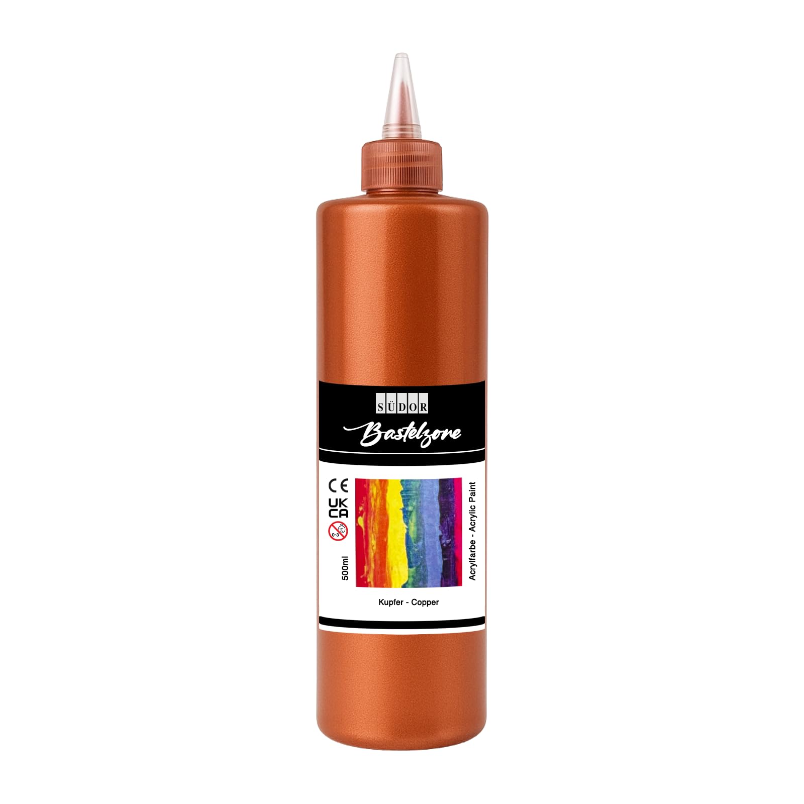 SÜDOR ACRYLFARBE 500 ml - Acrylfarbe Hochpigmentierte Künstler-Malfarbe (Kupfer)