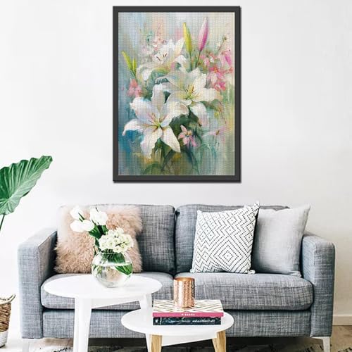 Tucocoo Puzzle Mit Weißen Lilien für Erwachsene - 1000 Teile, Blumen, Blühender Garten, Kunststil, Bunt - DIY für Heimdekoration, Geschenke, Familienpuzzle, Perfekt für Spieleabende