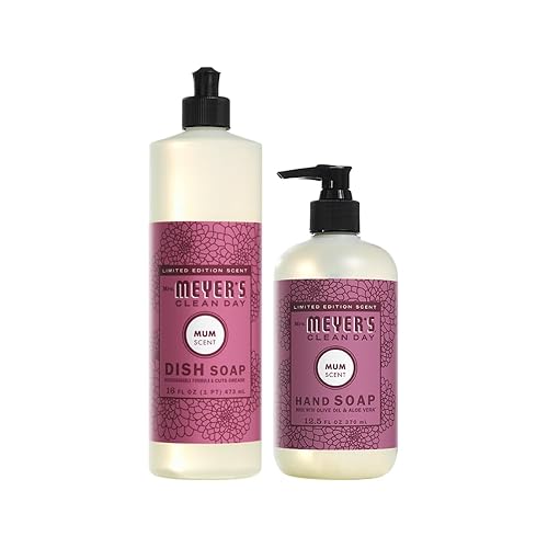 MRS. MEYER'S CLEAN DAY Variety, 1 jabón líquido de manos de Mrs. Meyer, 12.5 onzas, 1 jabón líquido para platos de Mrs. Meyer, 16 onzas, 1 CT (mamá)
