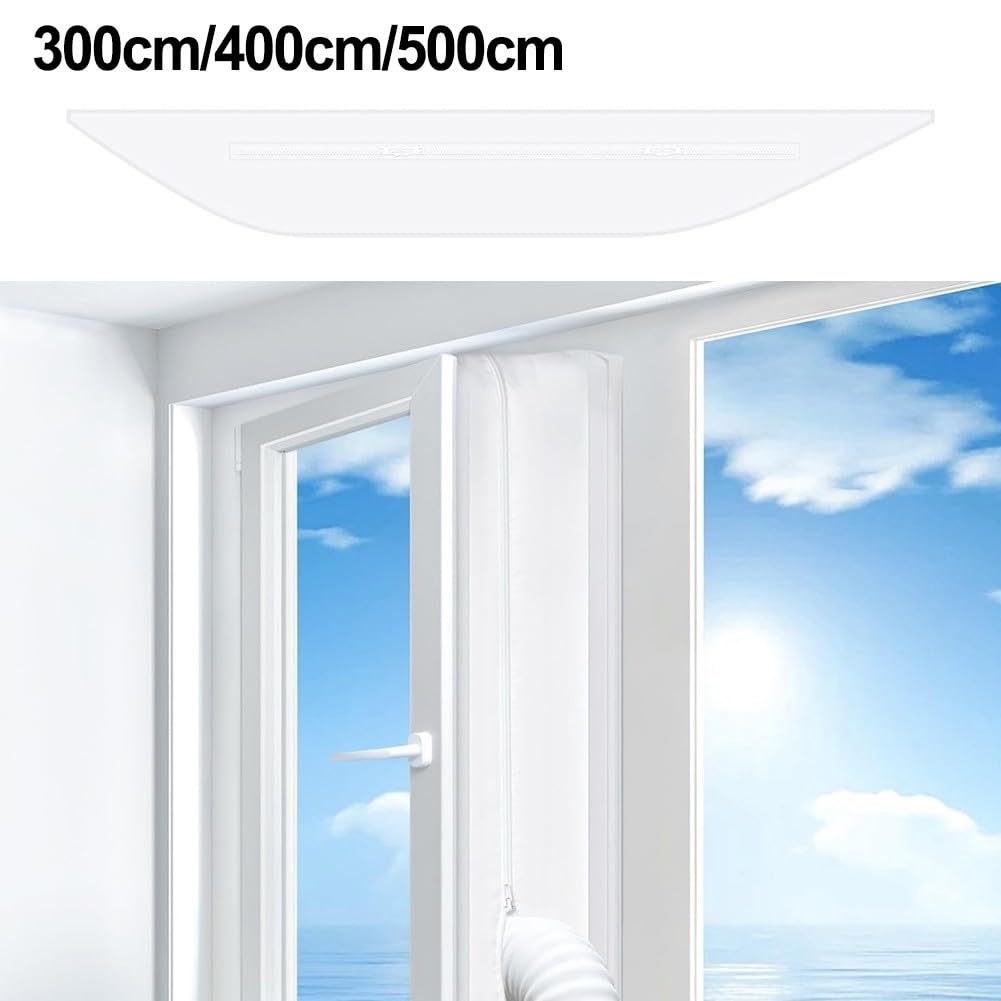 Sello de ventana para aire acondicionado portátil con tela recubierta de poliuretano impermeable y resistente a los rayos UV, ayuda a reducir los costos de energía al sellar huecos de ventana (500 cm)