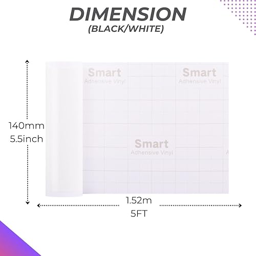 Miniatura 2 de Vinilo inteligente permanente para Cricut Joy Machine Materiales de vinilo de corte sin paspartú, 5.5 x 120 pulgadas, color negro