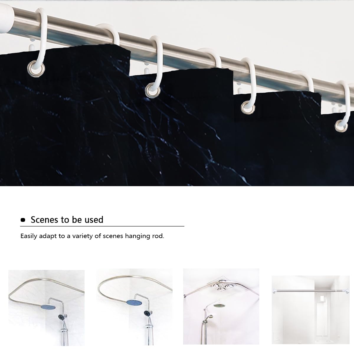 Rideau Douche en Forme Cheval Blanc Rideaux Bain pour la Faune Sauvage d’Hiver Rideau Douche Salle Bain Nature Bleu avec Crochets Décoration intérieure en Polyester étanche W120xL200 cm