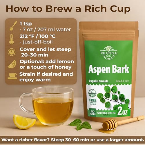 Image of 2 oz. Aspen Bark Herbal Tea (Populus tremula) - 56g Dried Aspen Bark Herb Tea Corteza de Alamo Temblon