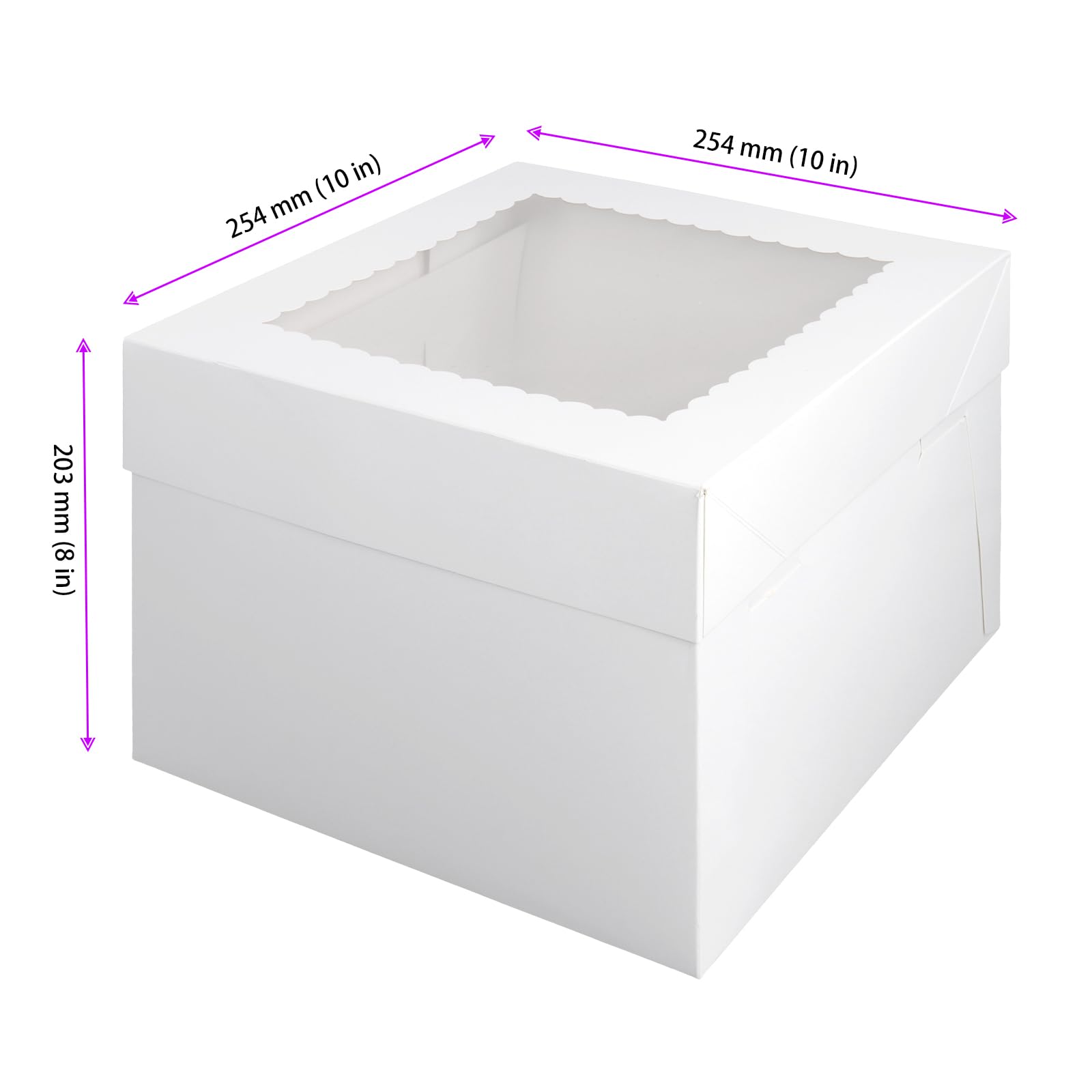 MOUYAT 40 cajas para tartas de 10 pulgadas con tablas para tartas, caja de pastel de 10 pulgadas con ventana, cajas de pastel de panadería para bodas, cumpleaños, fiestas, color blanco