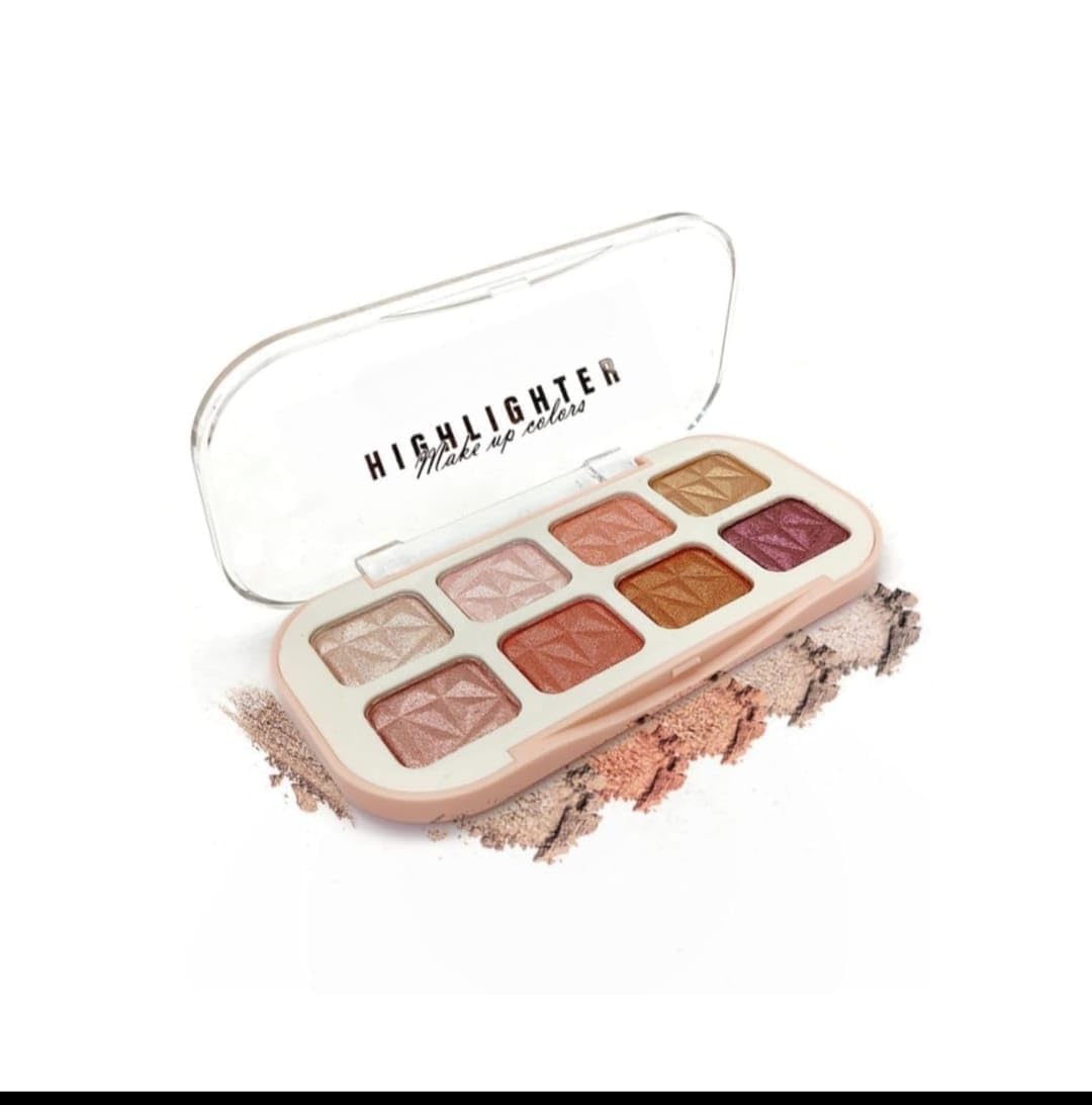 8 in 1 Highlighter Palette Prime Glow Make Up, Fine Shimmering Makeup Palette for Dark & Light Skin, Cosmetics-image-23