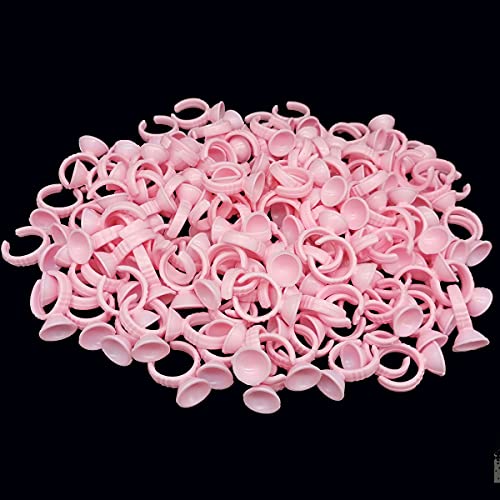 Disposable Rings 100PCS Tattoo Ink Cups Plastic Nail Art Glue Rings Eyelash Extension Holder Rings Adhesive Pigment Holders Makeup Rings For Eyelash Extension Nail Art Beauty
