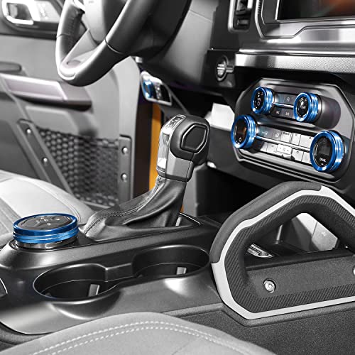 Jwwy Air Conditioner Headlight Switch Knob 4Wd Wheel Drive Trailer Gear Switch Knob Cover For 2021-2023+ Ford Bronco Accessories Aluminum Alloy 6Pcs Blue（Don't Fit Bronco Sport） #TOP5