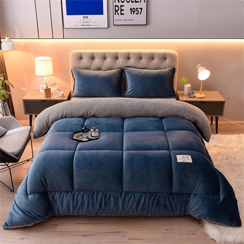 AIMENJOY Couette d'hiver antiallergique et chaude pour lit double en hiver (bleu, 220 x 240 cm – 5 kg)