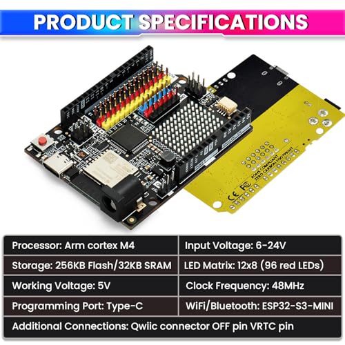 Image of amiciSmart UNO R4 Minima Type-C USB ESP32-S3 WiFi Edition - Development Board with Renesas RA4M1, LED Matrix, CAN, DAC, and Bluetooth for Arduino Programming Learning Controller