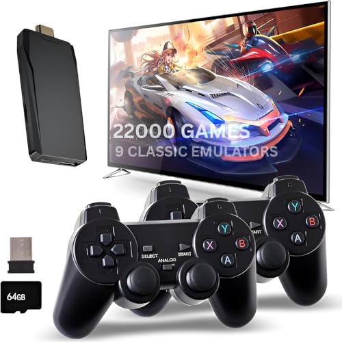 Image of New 4k HD Video Game Retro Game Console - 22K Plus Built-in Games 4K HDMI TV Output with 64GB Memory Card with 2 Wireless Gamepad, 9 Emulators | Game for Unisex /Kids /Adult /Men /Women
