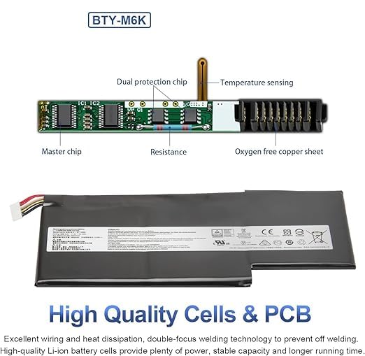 HEIGER BTY-M6K Laptop Battery Compatible with MSI GS63VR 7RG Stealth Pro,GF63 Thin 8RB 8RC 8RD 9SC 9SCXR,GF75 Thin 3RD 8SC 8RD 8RC 8RX 9SC,GF65... - Image 6