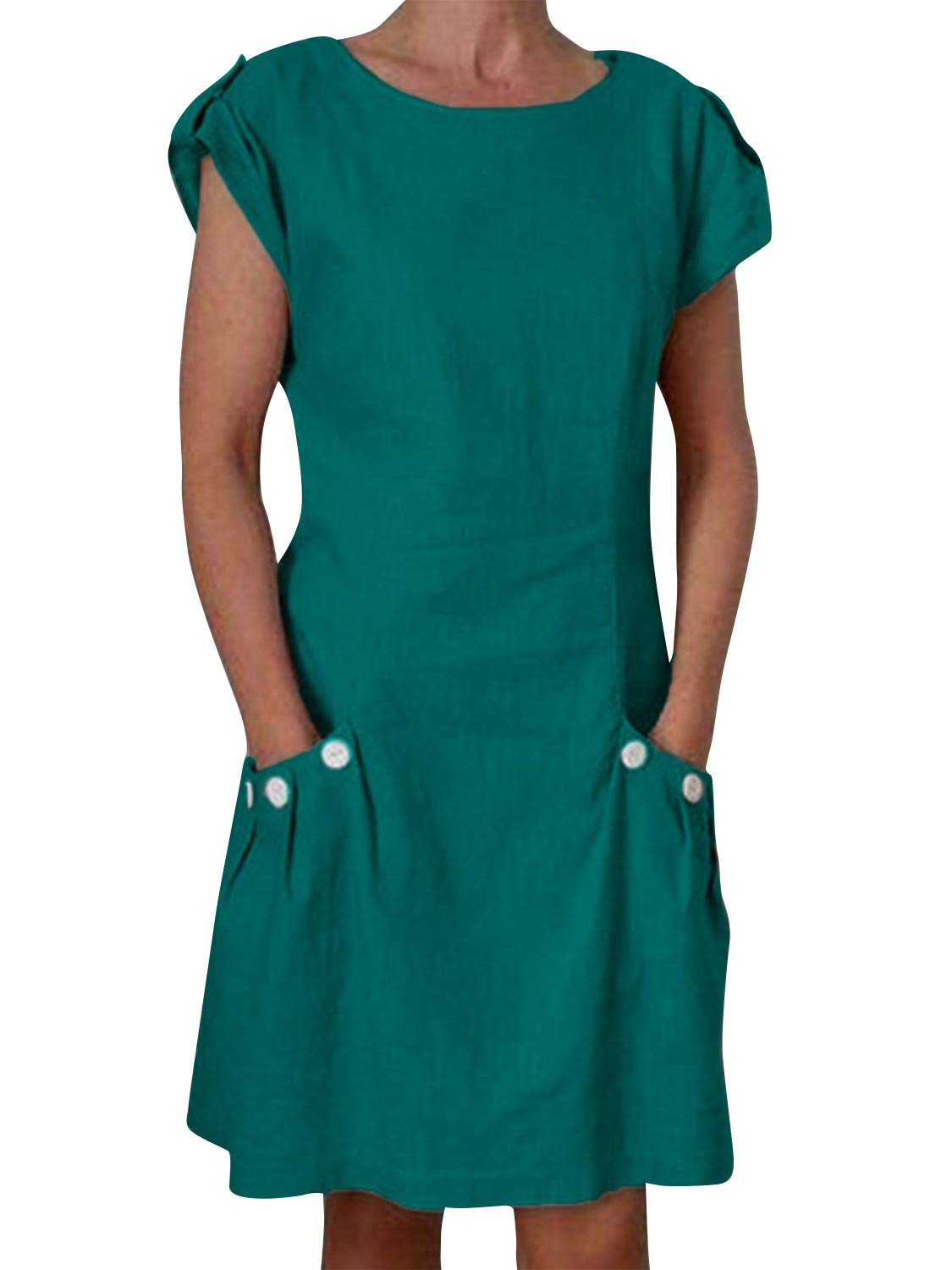 Yidarton Damen Kleider Leinen Strandkleider Elegant Casual A-Linie Kleider Ärmellos Sommerkleider